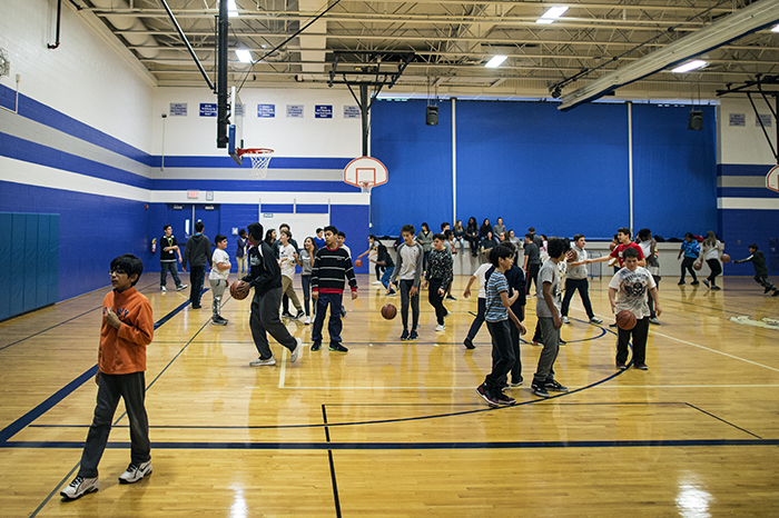 Kids playing basketball